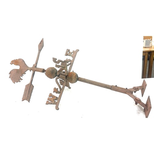 241 - Vintage iron weathervane with a hen sitting at the top overall approximate measurements 29 inches lo... 