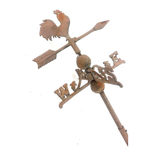 241 - Vintage iron weathervane with a hen sitting at the top overall approximate measurements 29 inches lo... 