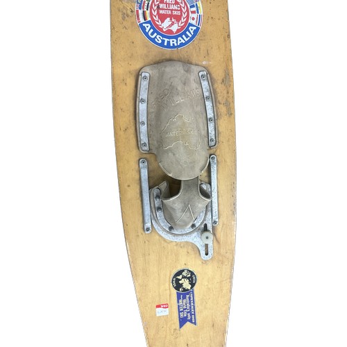 296 - Australian Bruce Cockburn ' World Championship' Tricksters vintage wooden water skis