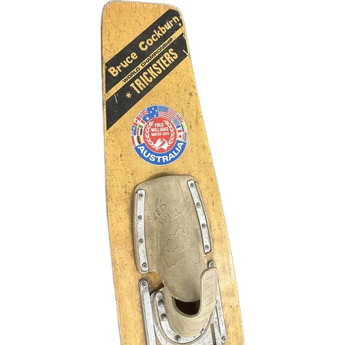 296 - Australian Bruce Cockburn ' World Championship' Tricksters vintage wooden water skis