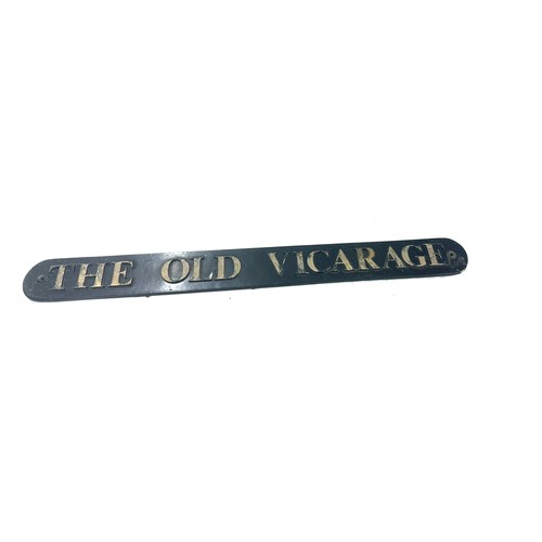 83 - Vintage cast iron ' The Old Vicarage' wall sign measures approximately 29 inches long x 3 inches  de... 