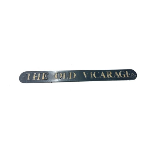 83 - Vintage cast iron ' The Old Vicarage' wall sign measures approximately 29 inches long x 3 inches  de... 