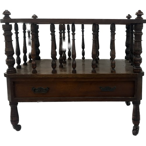 329 - Antique Edwardian mahogany Canterbury on casters measures approximately 18 inches tall x 20 inches w... 