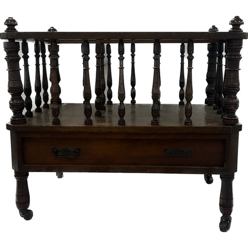 329 - Antique Edwardian mahogany Canterbury on casters measures approximately 18 inches tall x 20 inches w... 