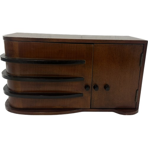 177 - Small art deco mahogany cabinet measures approximately  17 inches wide x 9 inches tall and 7 deep