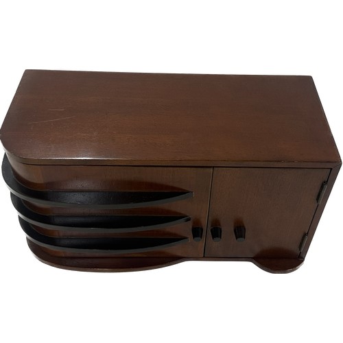 177 - Small art deco mahogany cabinet measures approximately  17 inches wide x 9 inches tall and 7 deep