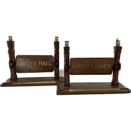 71 - Pair of Edwardian Masonic rotating signs ' Liberty Hall', and ' Strict Order' one for ' Kings Thorpe... 