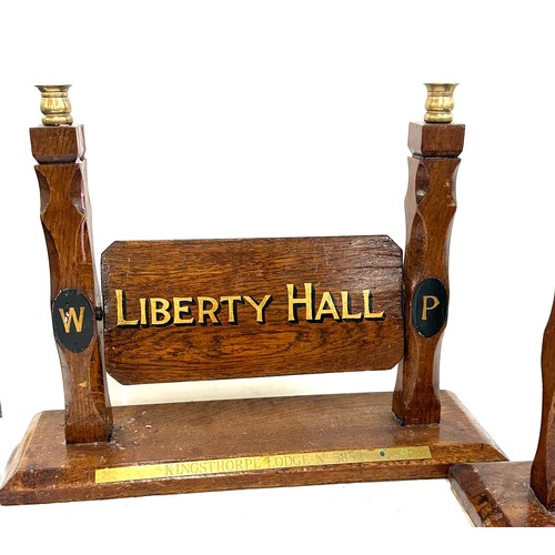 71 - Pair of Edwardian Masonic rotating signs ' Liberty Hall', and ' Strict Order' one for ' Kings Thorpe... 