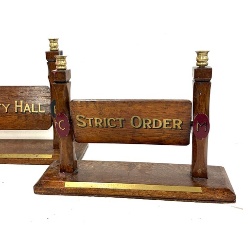 71 - Pair of Edwardian Masonic rotating signs ' Liberty Hall', and ' Strict Order' one for ' Kings Thorpe... 