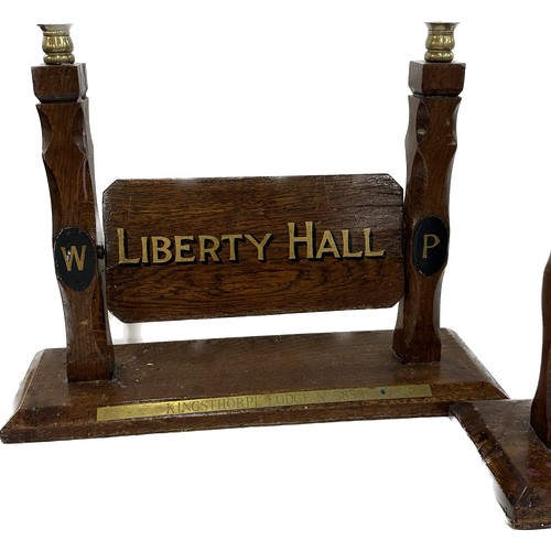 71 - Pair of Edwardian Masonic rotating signs ' Liberty Hall', and ' Strict Order' one for ' Kings Thorpe... 