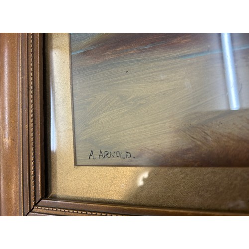 10 - Framed signed A. Arnold 1882 painting measures approximately 13 inches by 17 inches