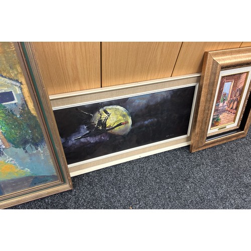 142 - Selection of framed painting, all signed, largest measures approximately 26 inches tall 31 inches wi... 