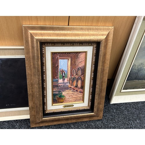 142 - Selection of framed painting, all signed, largest measures approximately 26 inches tall 31 inches wi... 