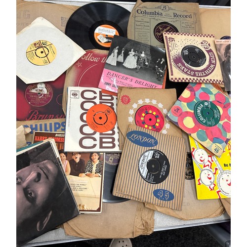 203 - Selection of vintage 45s and LPS records to include Harry Secombe, Follow The Stars etc