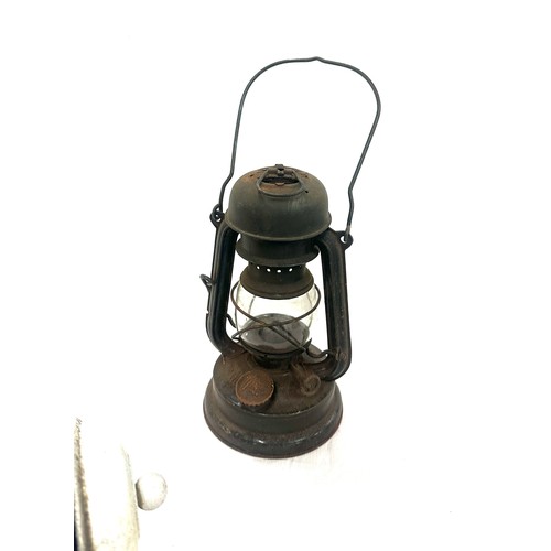 235 - Vintage carriage lamp, minors lamp, blow torch etc