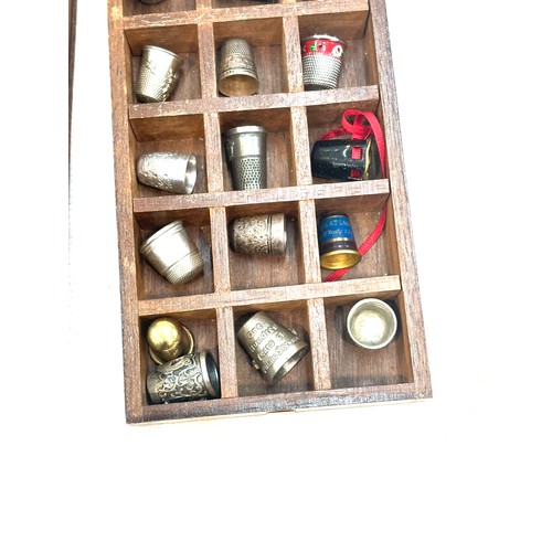 502 - Selection of assorted thimbles includes silver etc