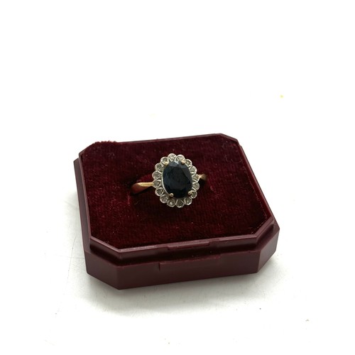 398 - 9ct gold diamond and sapphire dress ring,  ring size l/m total weight 3.9 grams