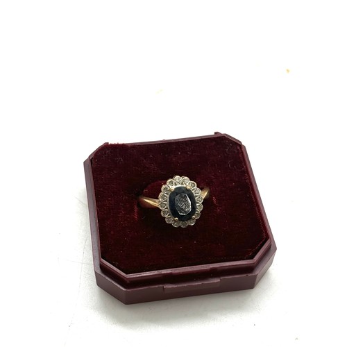 398 - 9ct gold diamond and sapphire dress ring,  ring size l/m total weight 3.9 grams