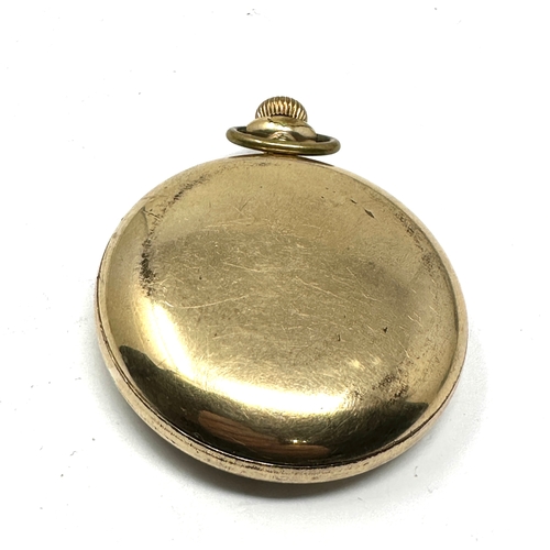 487 - Antique gold plated waltham open face pocket watch the watch is ticking