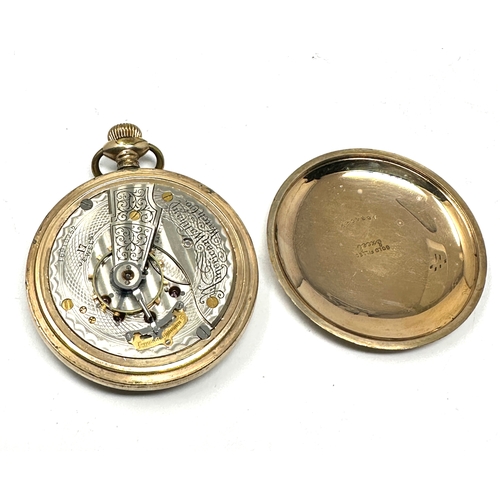 487 - Antique gold plated waltham open face pocket watch the watch is ticking