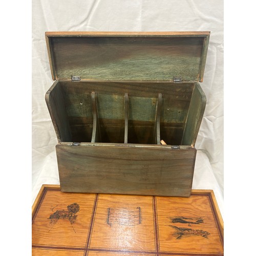 265 - Wooden wine storage box, large wooden tray 14 x 19 x 5.5 inches