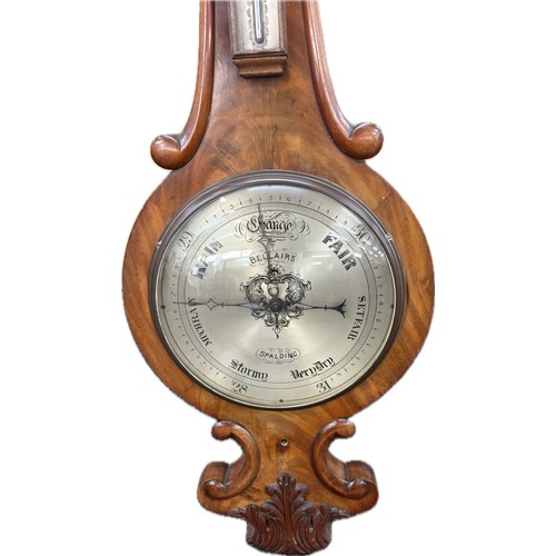 140 - Walnut banjo barometer, approximate measurements: Height 40 inches