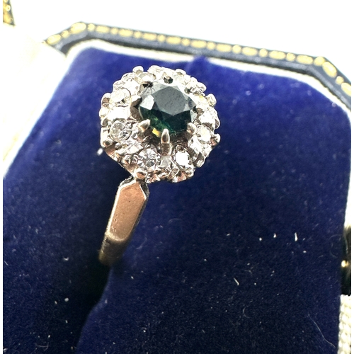 131 - 18ct gold green gemstone & diamond ring weight 3.3g