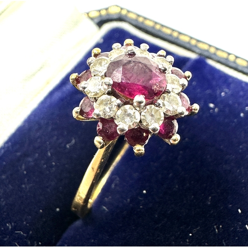 138 - 18ct gold diamond & ruby ring weight 4.3g