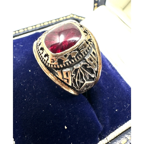 154 - 10k gold 1980 wayne valley indian college ring weight 8.5