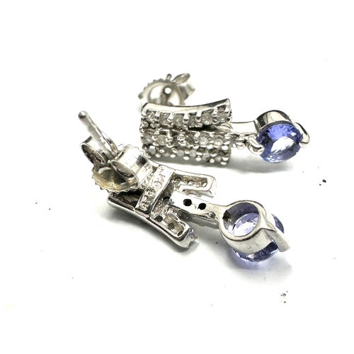 159 - 9ct white gold tanzanite & diamond earrings weight 2.1g