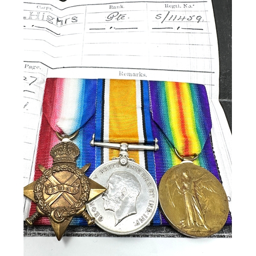 424 - ww1 trio medals royal highlanders wounded