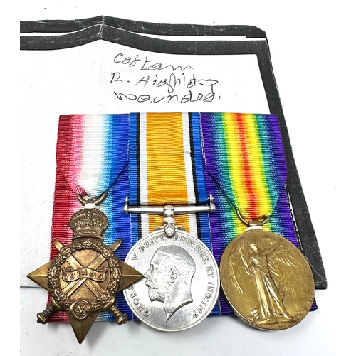 424 - ww1 trio medals royal highlanders wounded