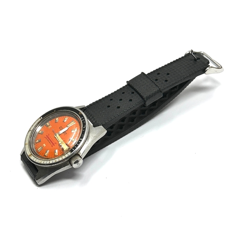 457 - Vintage Blandford Ocean Diver 25 Atmos Supermatic stainless steel wristwatch with orange dial, lumin... 