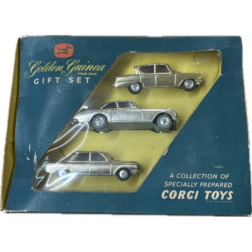 521 - 1961 Corgi Toys Gift Set 20 Golden Guinea to Include (1) Ford consul Classic - spun hubs (2) Bentley... 