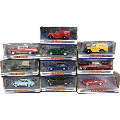 86 - Selection 10 boxed Dinky diecast vehicles to include Chevrolet Bel Air 1957, 1949 Land Rover, 1951 V... 