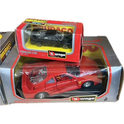 87 - Selection boxed Burago diecast cars to include Ferrai 126 C4 Turbo, Ferrari 512BB, Ferrari F40, Bura... 