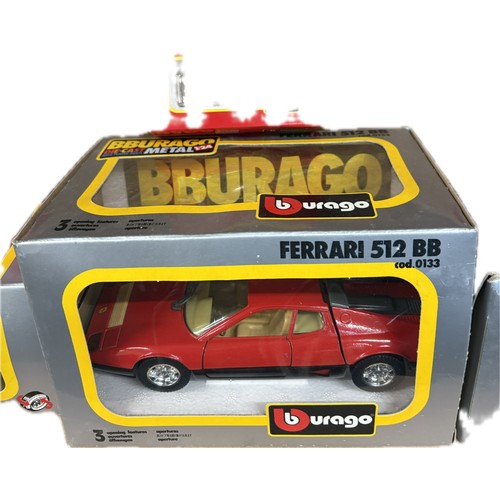 87 - Selection boxed Burago diecast cars to include Ferrai 126 C4 Turbo, Ferrari 512BB, Ferrari F40, Bura... 