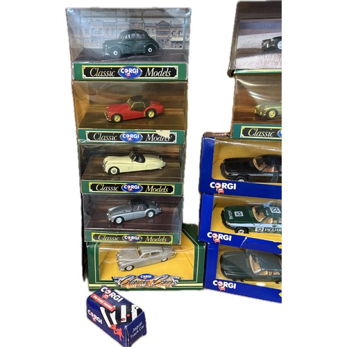 106 - Selection boxed Corgi diecast vehicles to include Jaguar, Triumph, Morris