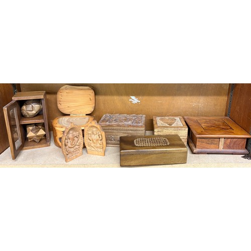 93 - Selection wooden trinket boxes, various sizes and designs