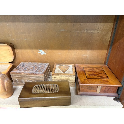 93 - Selection wooden trinket boxes, various sizes and designs