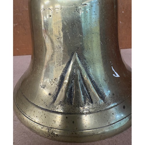 101 - Military brass hand bell, with markings, approximate height 11 inches