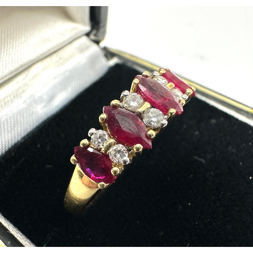 135 - 18ct gold diamond & ruby ring weight 3.6g