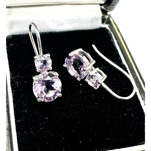 136 - 9ct white gold amethyst earrings weight 2.1g