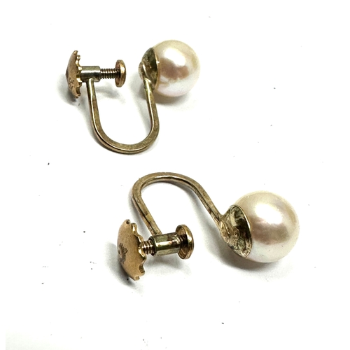 198 - 9ct gold pearl earrings