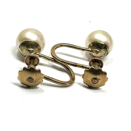 198 - 9ct gold pearl earrings