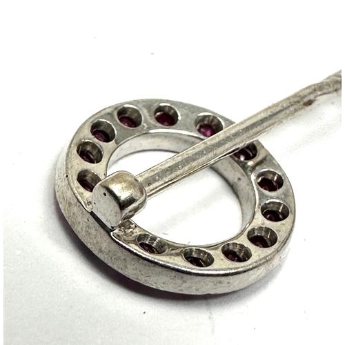 201 - Antique white gold ruby stick pin measures approx 5.7cm long weight 1.8g