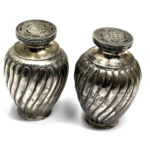 9 - Pair Antique silver spice shakers victorian london silver hallmarks each measure height 7cm weight 1... 