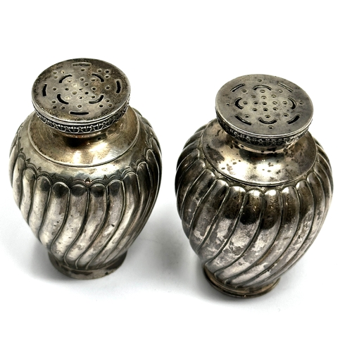 9 - Pair Antique silver spice shakers victorian london silver hallmarks each measure height 7cm weight 1... 