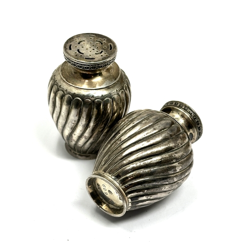 9 - Pair Antique silver spice shakers victorian london silver hallmarks each measure height 7cm weight 1... 