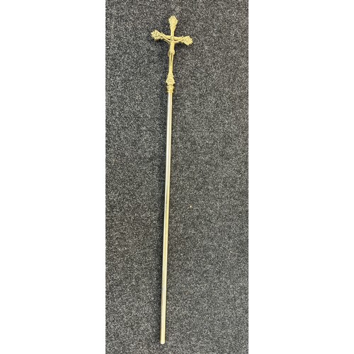 275 - Brass Holy cross staff pole, approximate length 60 inches